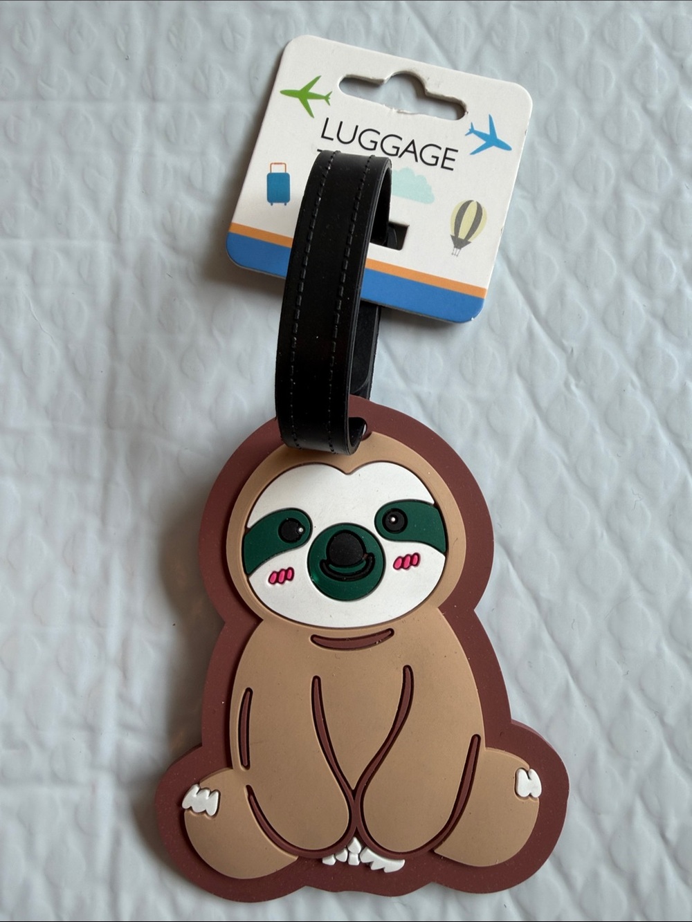 Sloth Luggage Tag with Black Strap NEW